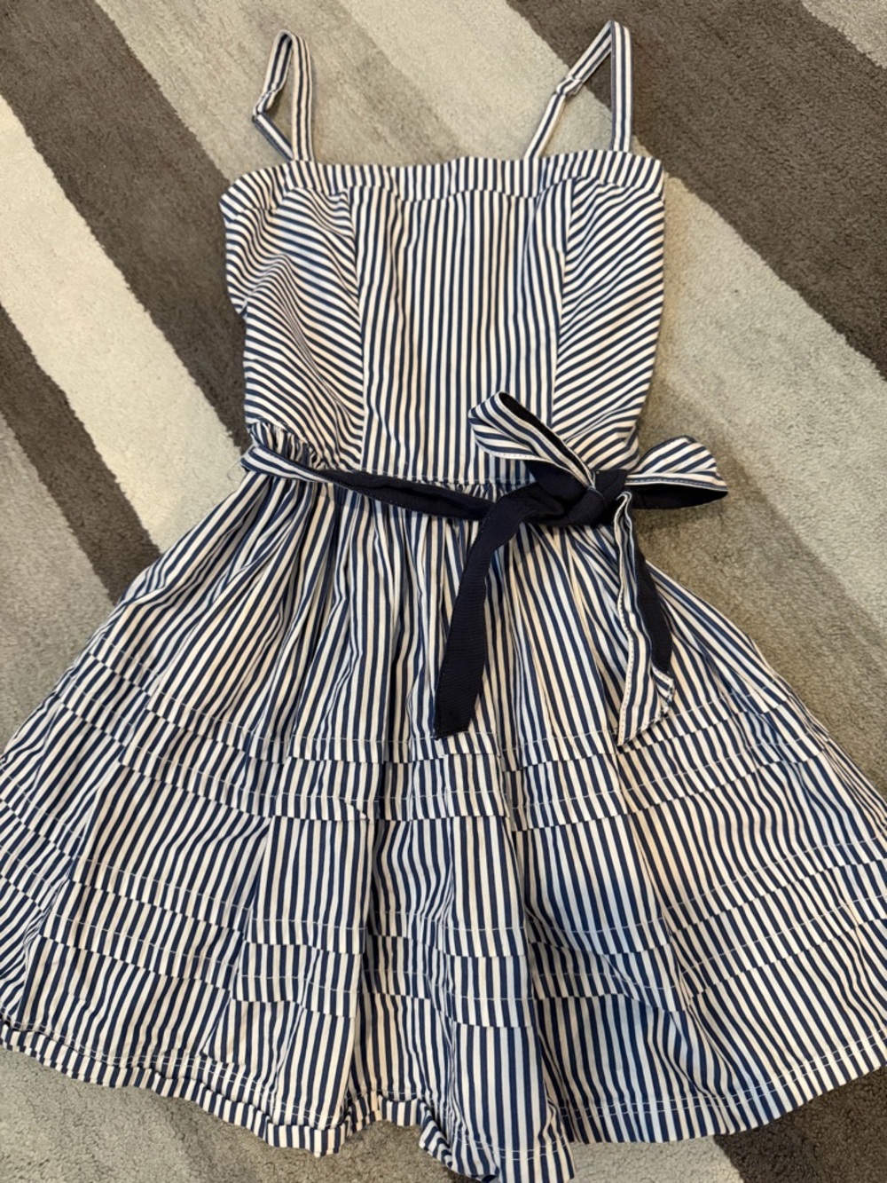 Abercrombie & Fitch Navy and White Striped Sundress with Belt